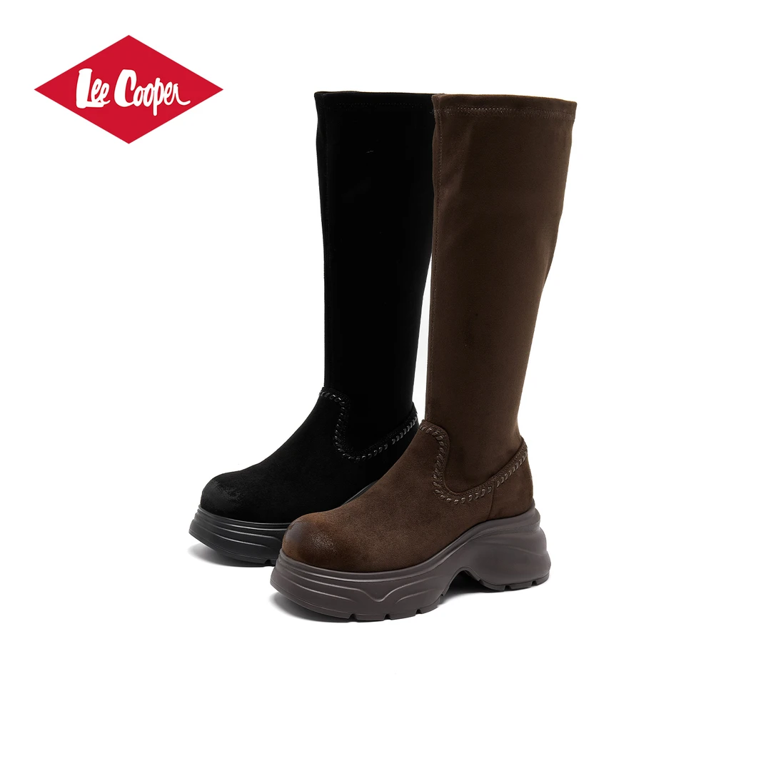 LEE COOPER时装长靴女2025新款复古骑士靴潮流高帮长筒靴秋冬靴子