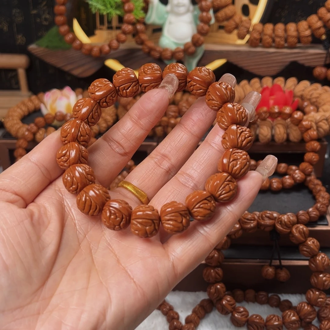 桃核手串15野生籽红皮荔枝