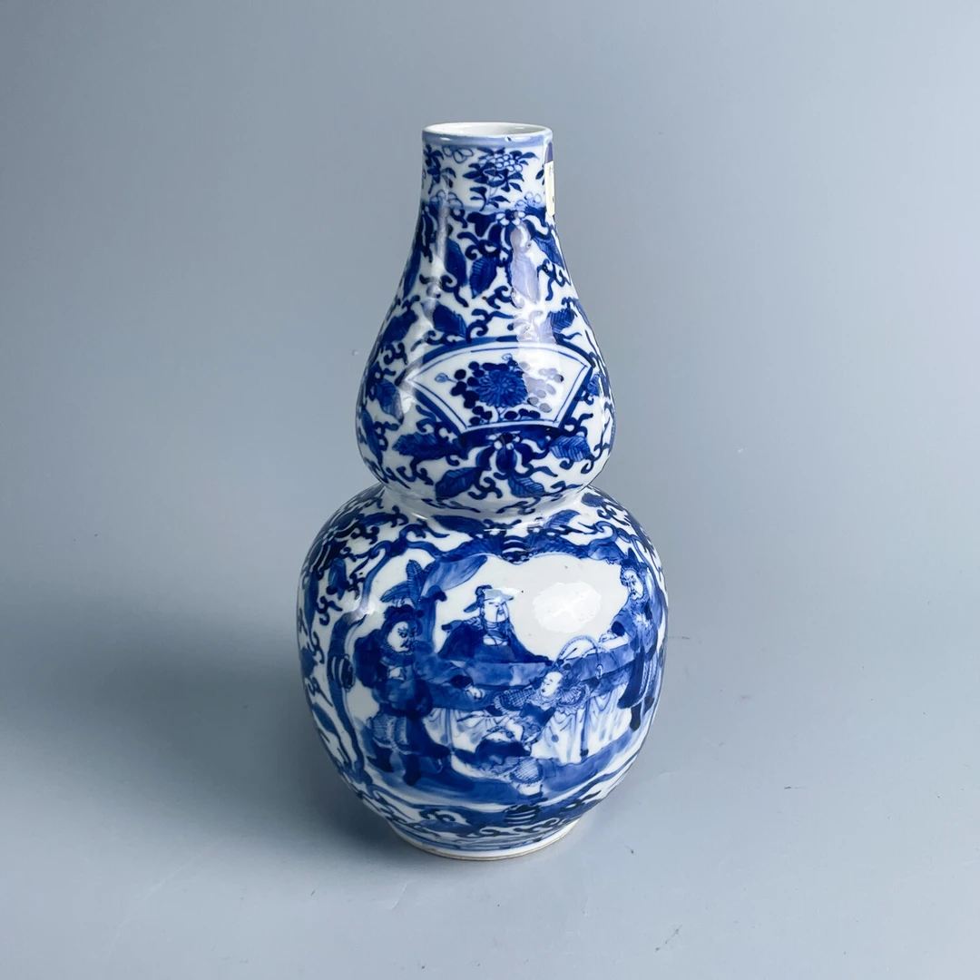 清光绪青花开光人物故事葫芦瓶-M25FQ005909-03