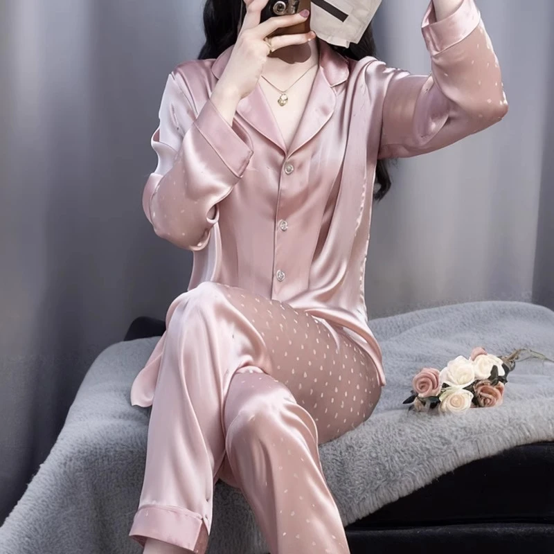 tpvl2025新款提花睡衣女春秋长袖家居服套装可外穿高级感夏季