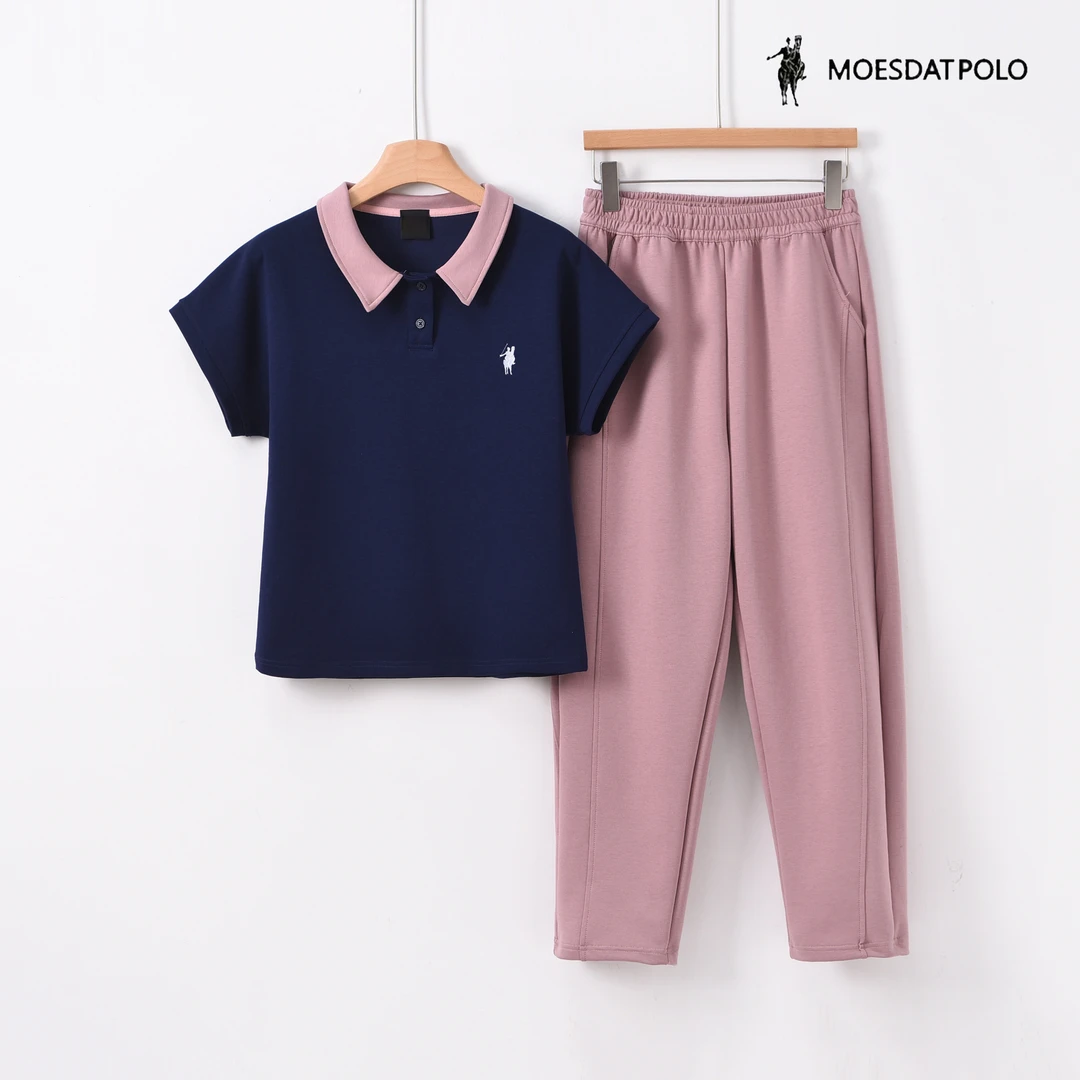 【拉尔伦保罗】气质时尚短袖长裤两件套曼巴棉休闲套装  B512