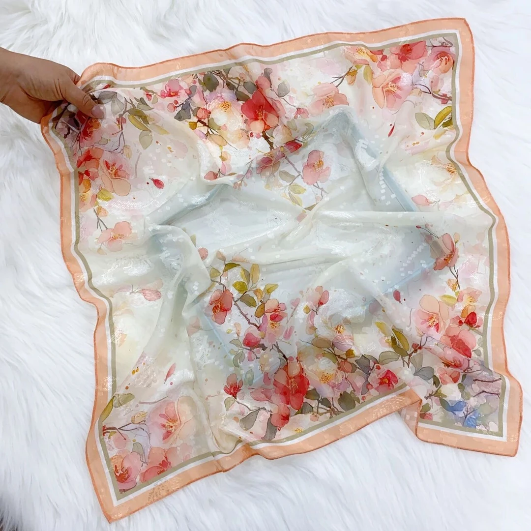 【长安】TT  70*70CM国风气质薄款丝巾女士时尚百搭法式方巾