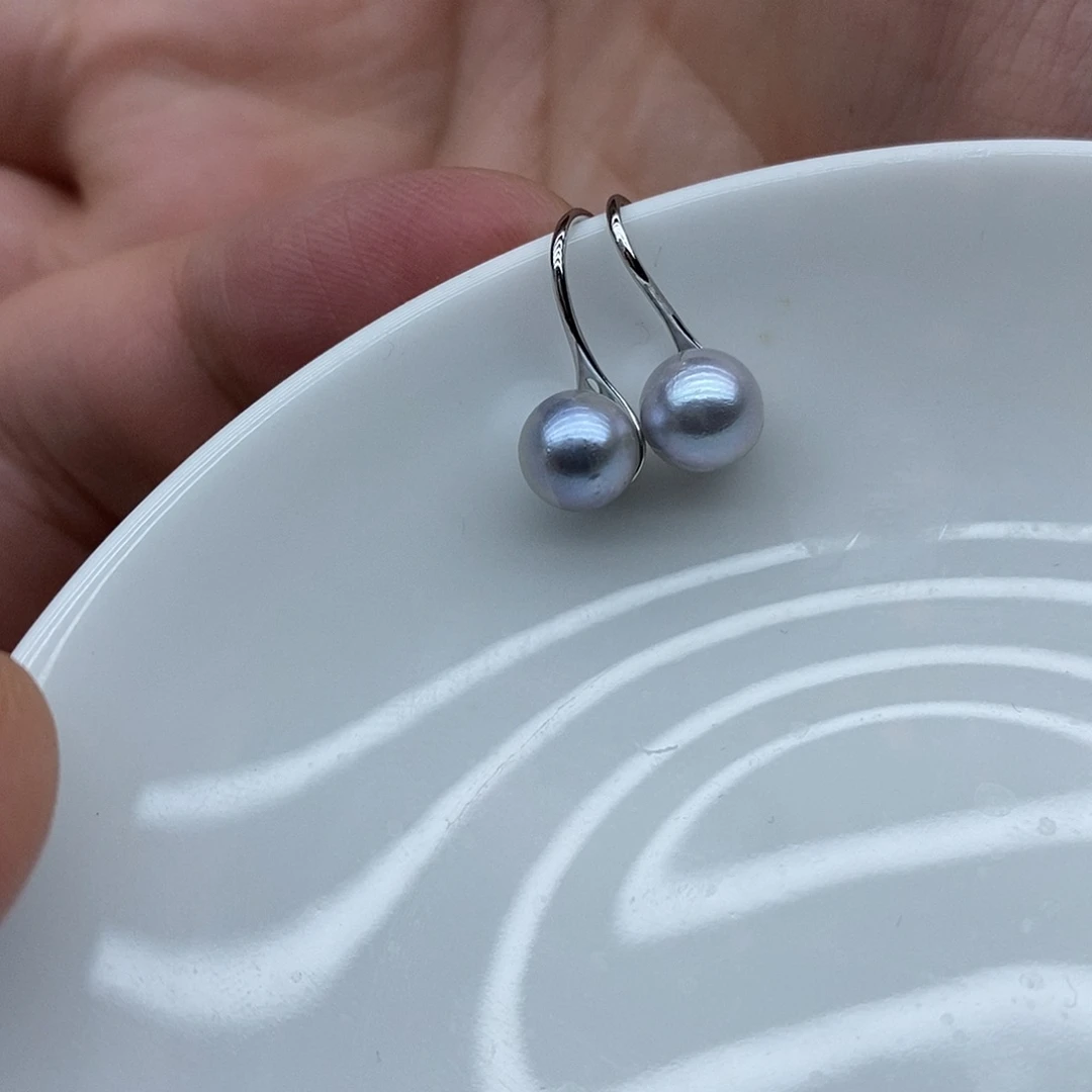 银S925镶嵌海水珍珠耳饰