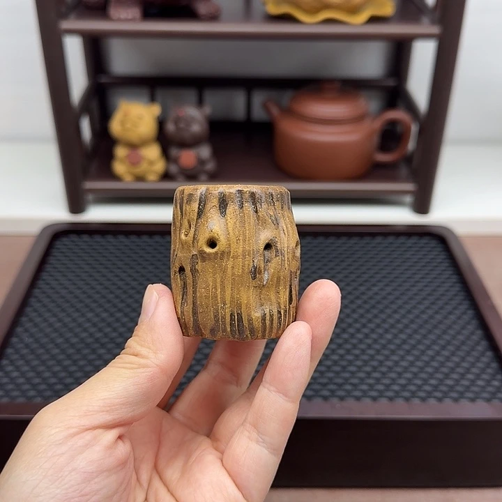 段泥茶案镂空树桩盖置