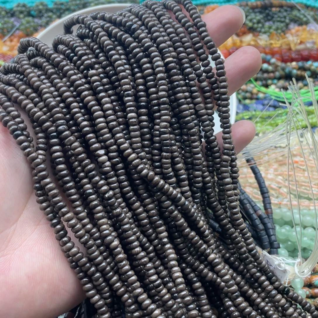 玛瑙/玉髓未镶嵌珠宝半成品两条装卡4mm咖啡阿拉善隔片