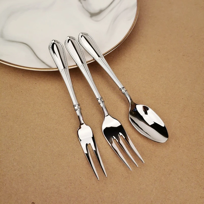 出德原单 轻奢18/10不锈钢甜品勺雪糕酸奶勺子水果叉点心糕点叉