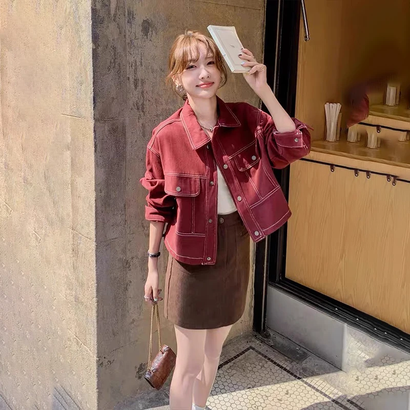韩版ins风纯色简约牛仔短外套女春季新款小个子女生减龄百搭上衣