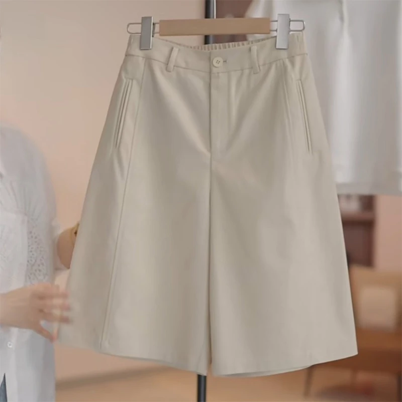 时尚百搭高腰设计裤子感休闲短裤女2025纯色高级感洋气显高五分裤