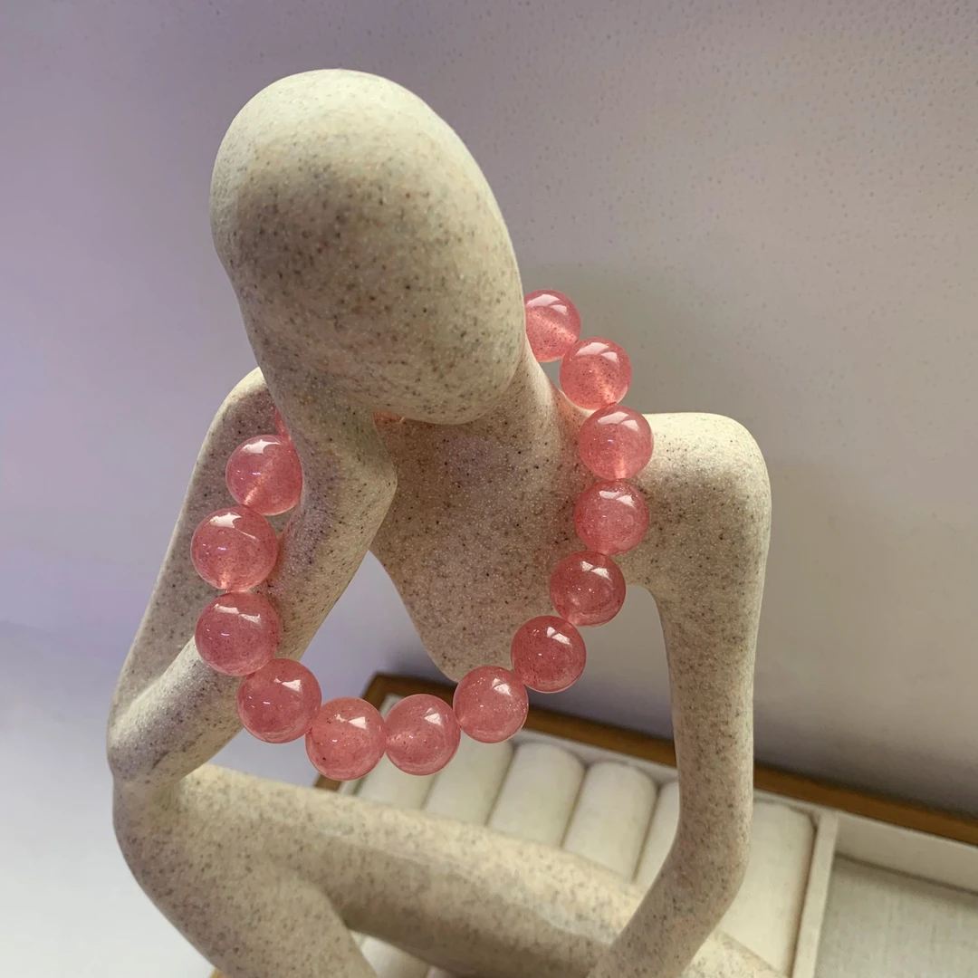 CM020天然草莓晶手链粉色少女心夏日百搭送女生礼物多样性发一