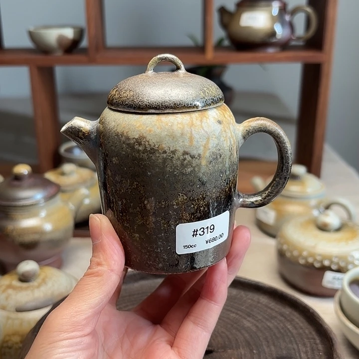#319柴烧裸烧窑变老味茶壶