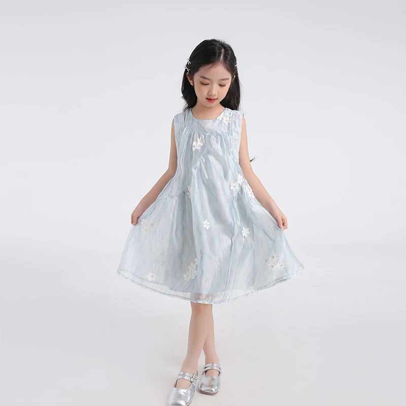 80179女童连衣裙洋气2025春季新款坎肩背心裙甜美可爱碎花公主裙