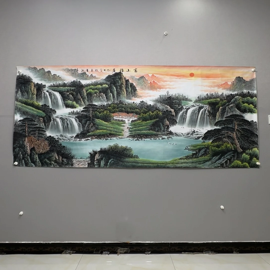 国画横幅八尺精品山水贾敏