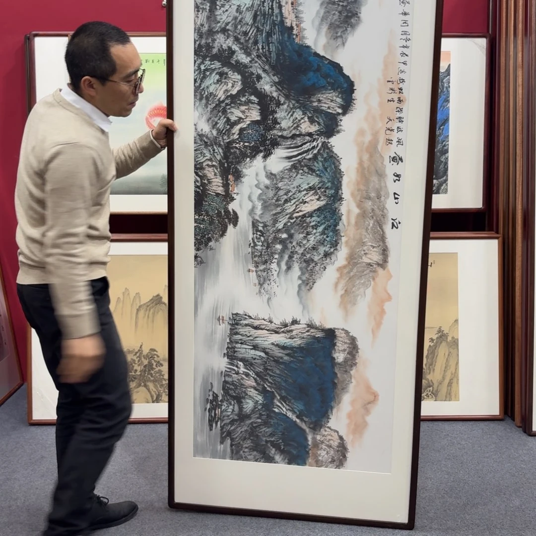 国画带框绘画210/80尺寸江山如画