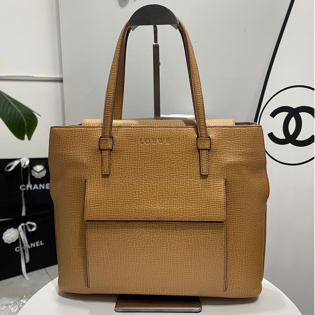 95新 LOEWE/罗意威 焦糖色公文托特/手提时尚女士包
