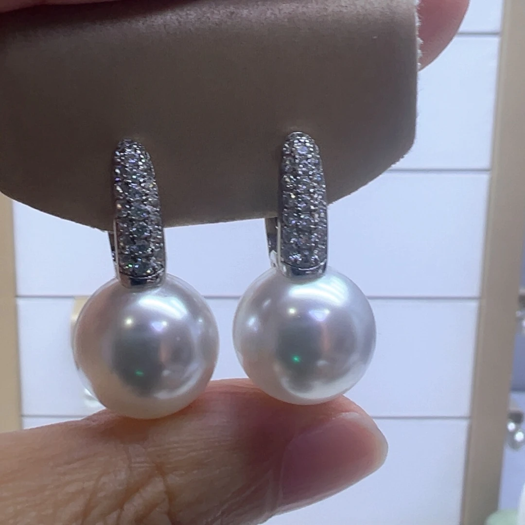 银S925镶嵌淡水珍珠耳饰