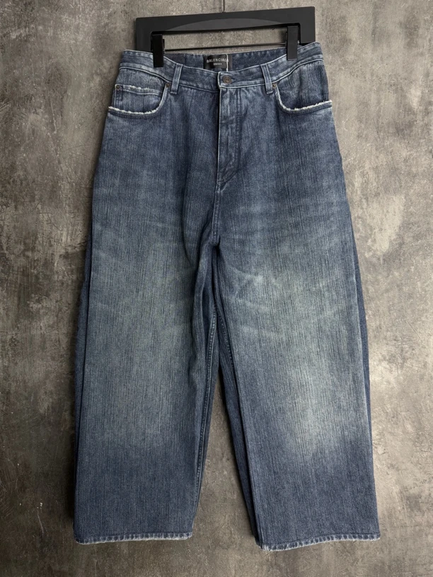 全新未使用 Balenciaga/巴黎世家 秀款baggy假两件牛仔裤