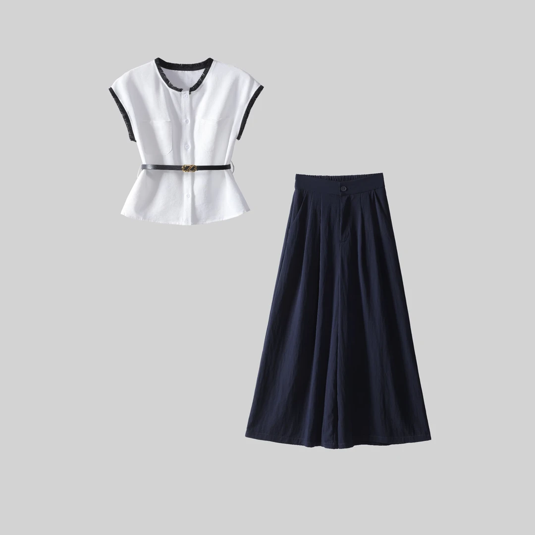 1084夏季新款法式成熟通勤气质百搭套装