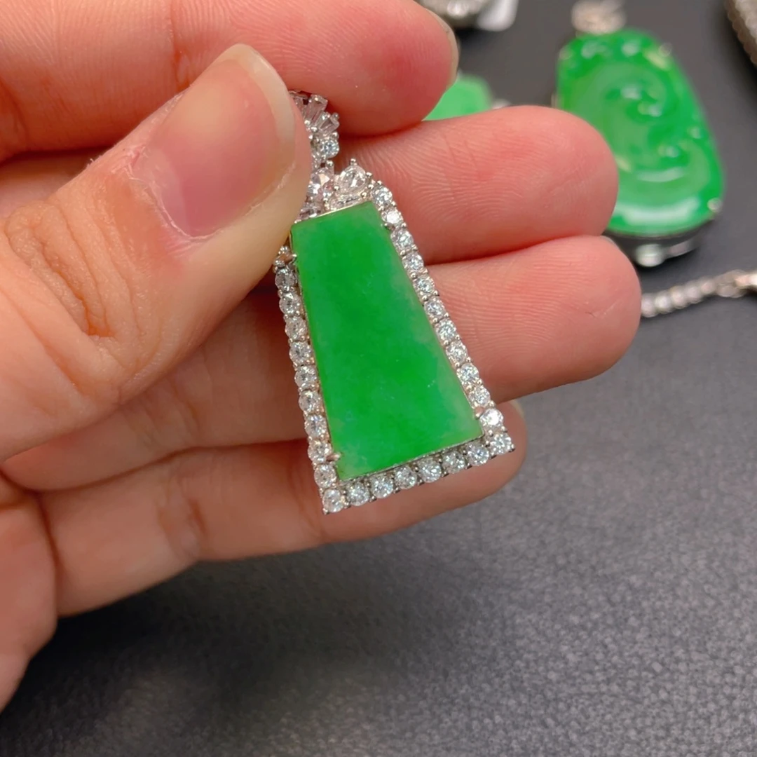 翡翠银S925镶嵌吊坠(不含链)