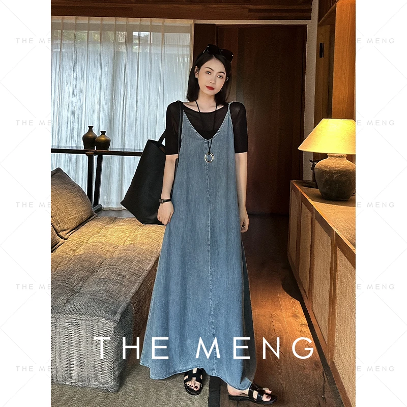 THE MENG【随性】100棉百搭牛仔宽松显瘦吊带连衣裙#M242G0070