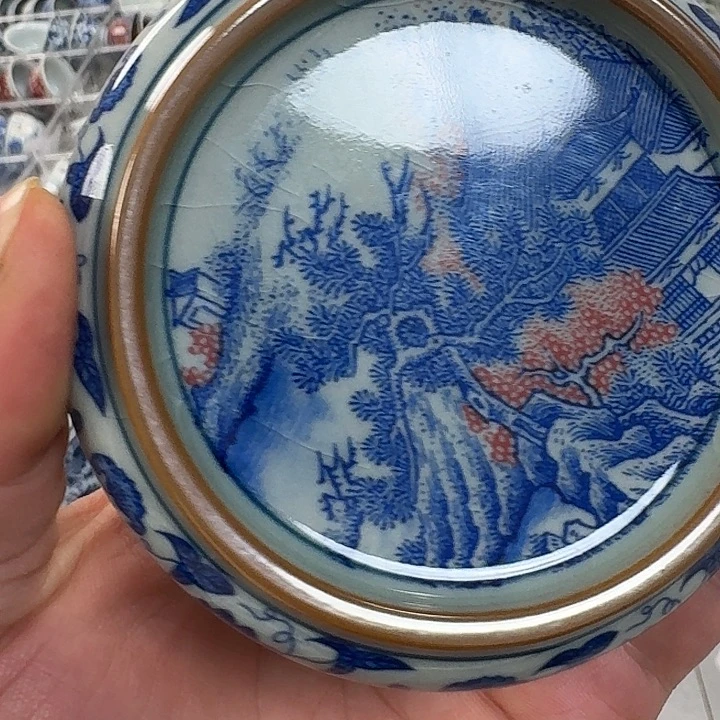 瓷片陶泥红山水杯垫景德镇