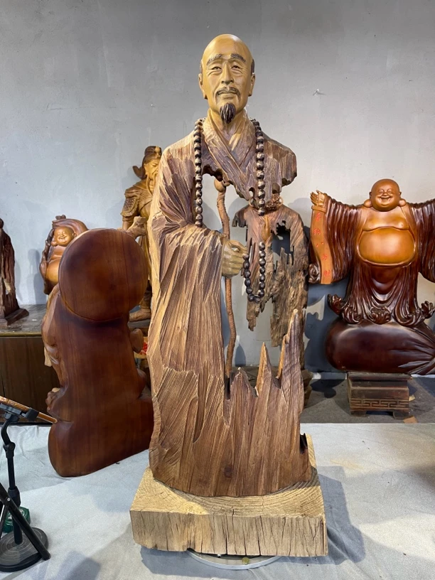 木根雕工艺品【弘一法师-香樟木】整木整雕 纯手工