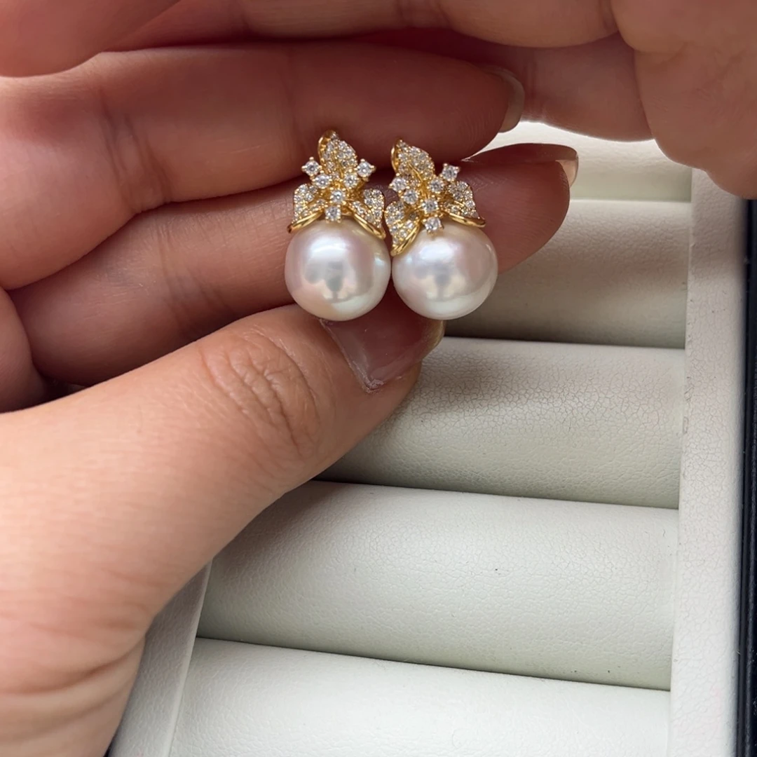 耳饰海水珍珠银S925镶嵌