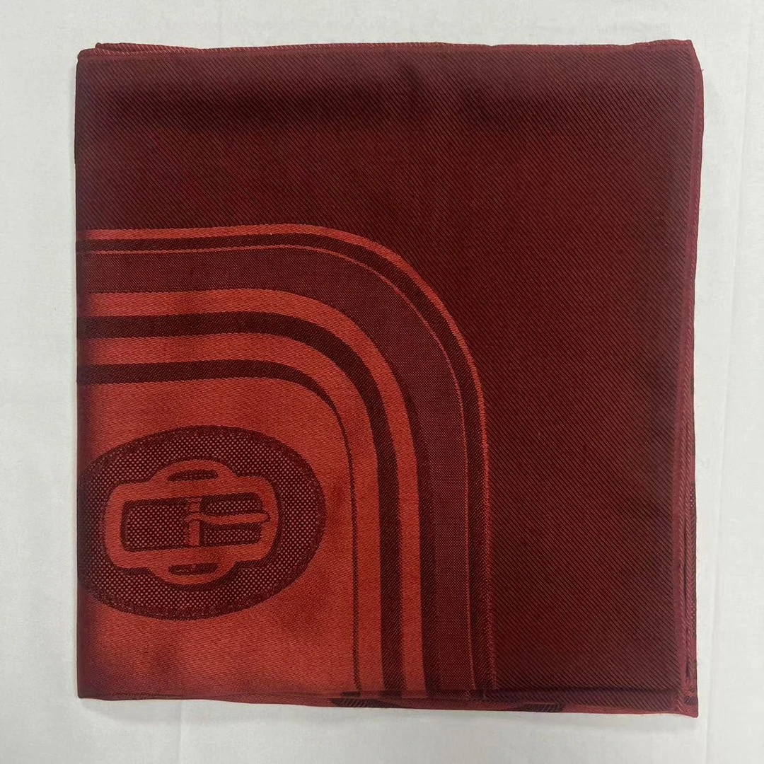 120丝毛方巾-暗红马鞍 色织提花115cm丝巾