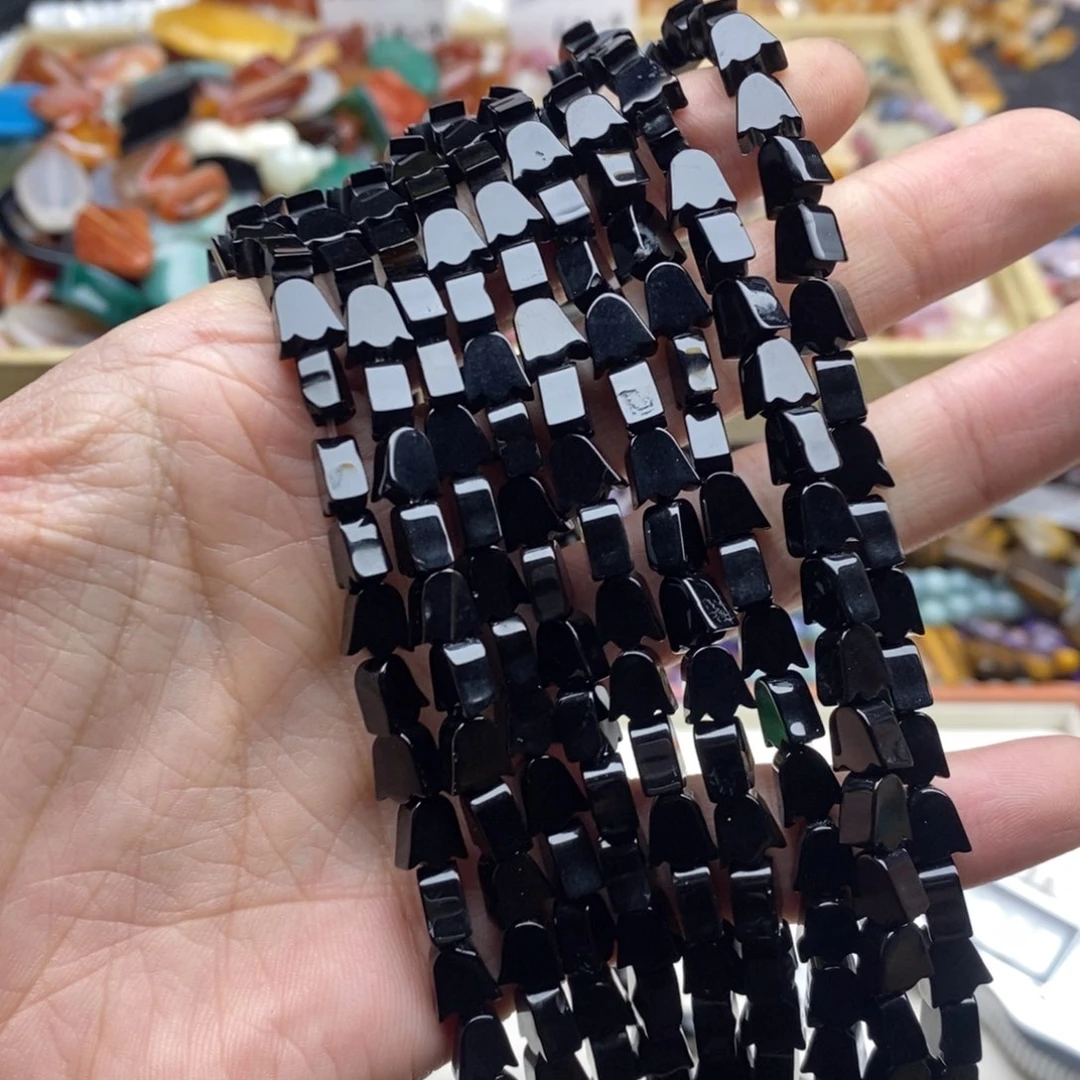 玛瑙/玉髓未镶嵌珠宝半成品一条天然黑玛瑙郁金香