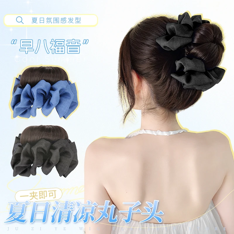 高版本丸子夹抓夹增发量假发女款花苞丸子头假发