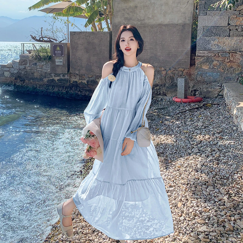 【老哥家】时尚福利品链接连衣裙印花波点气质显瘦碎花休闲蓝色