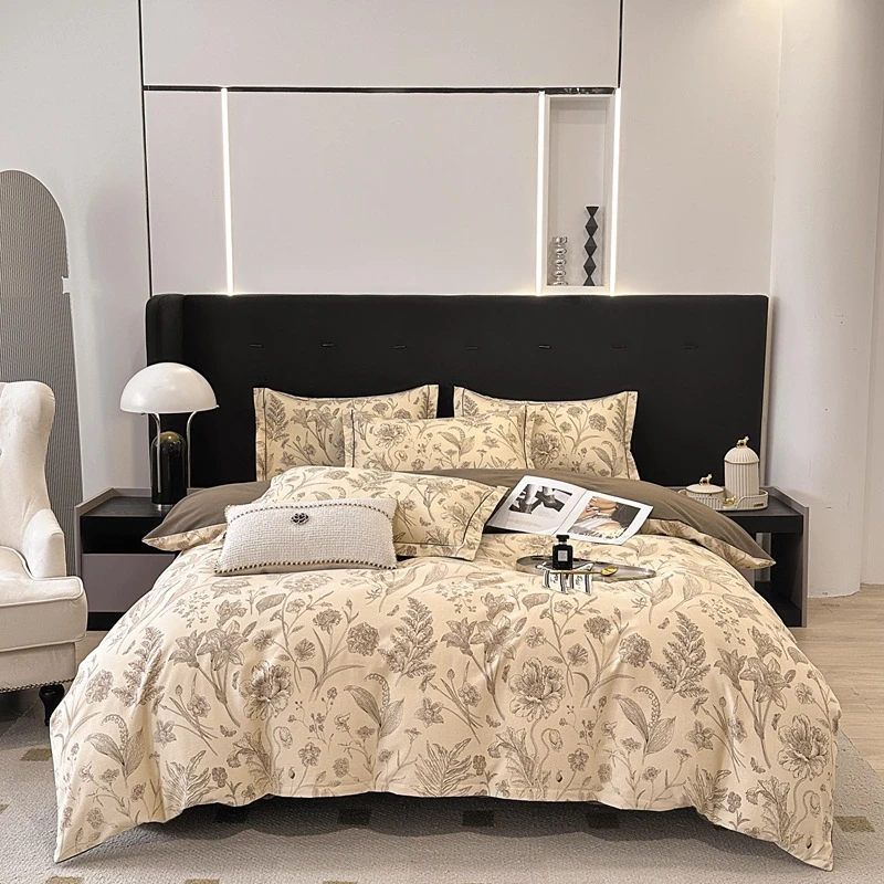 a类100%全棉磨毛柔软四件套冬季加厚保暖被套床单床上用品三件套