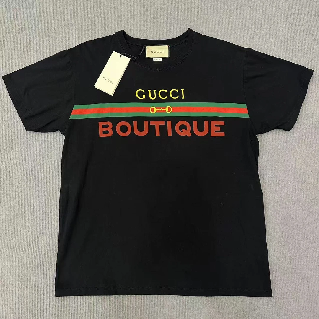 未使用 GUCCI/古驰 黑色印花短袖/M码
