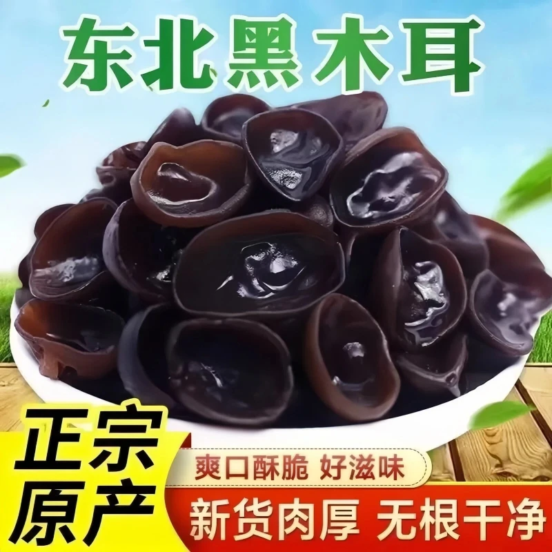 东北正宗椴木黑木耳农家土特产当季新货秋木耳干货肉厚无根小碗耳