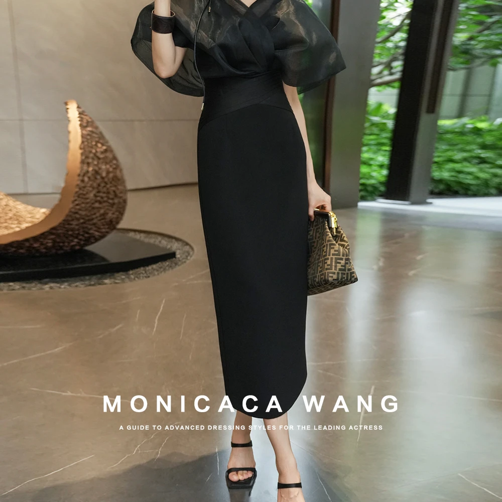 【莫妮卡卡】2025夏季薄款开叉百搭半身裙ZJB60010-1