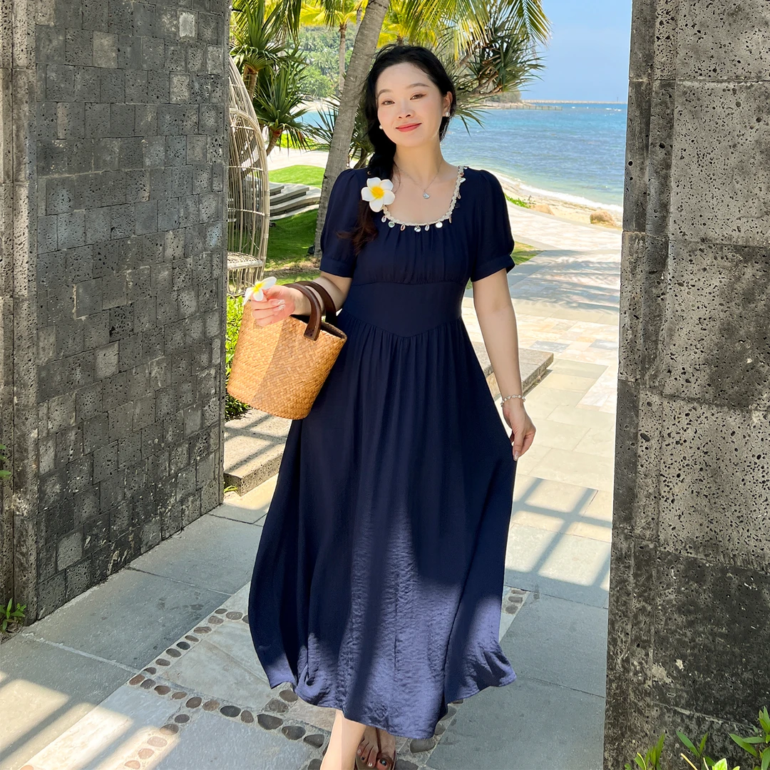 夏季大码女装显瘦气质时尚连衣裙外出洋气裙子微胖妹妹穿搭1077
