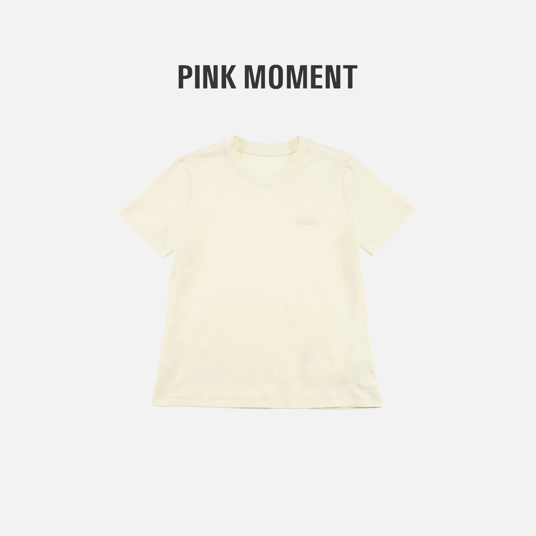 PM王囡囡 "牛奶少女" 奶黄色圆领基础T恤 ND1A0115