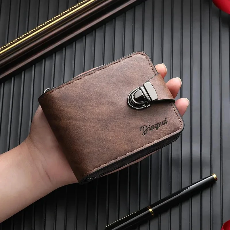 【男士专柜】男士钱包短款拉链包大容量小拿包商务包复古零钱包收纳