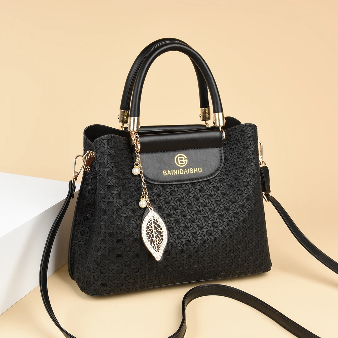 百搭洋气单肩包2046 黑色 长29高21