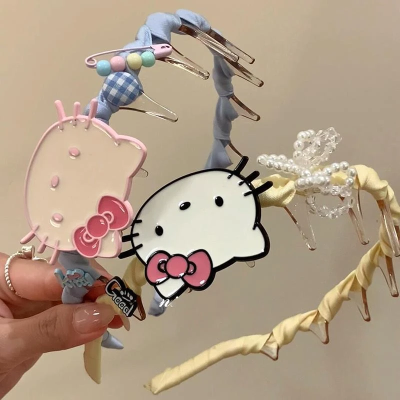 可爱滴油kitty猫发箍高颅顶防滑齿梳波浪头箍女外戴洗脸发卡发饰