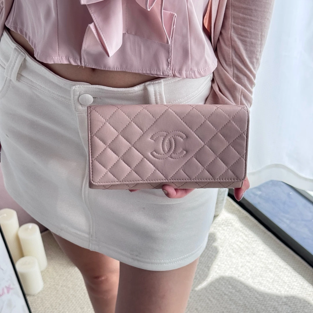 95新 Chanel/香奈儿 chanel樱花粉钻石coco钱包