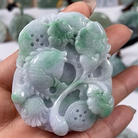 翡翠颈饰未镶嵌如意年年有余福利