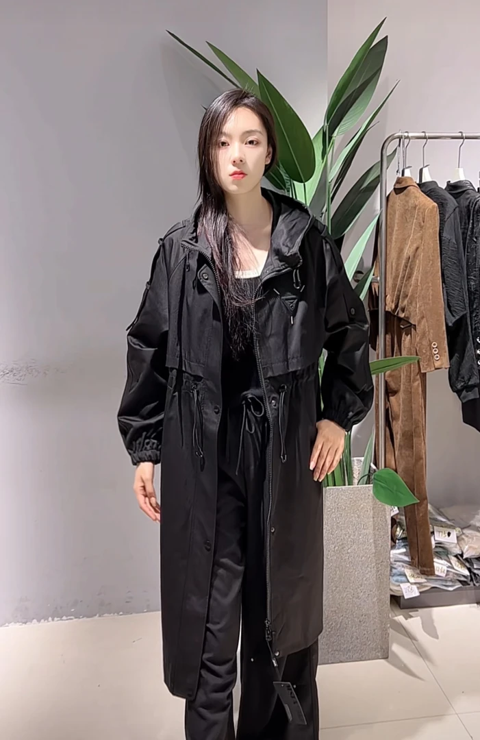 女士中长款收腰宽松韩版风衣春秋季时尚百搭外套