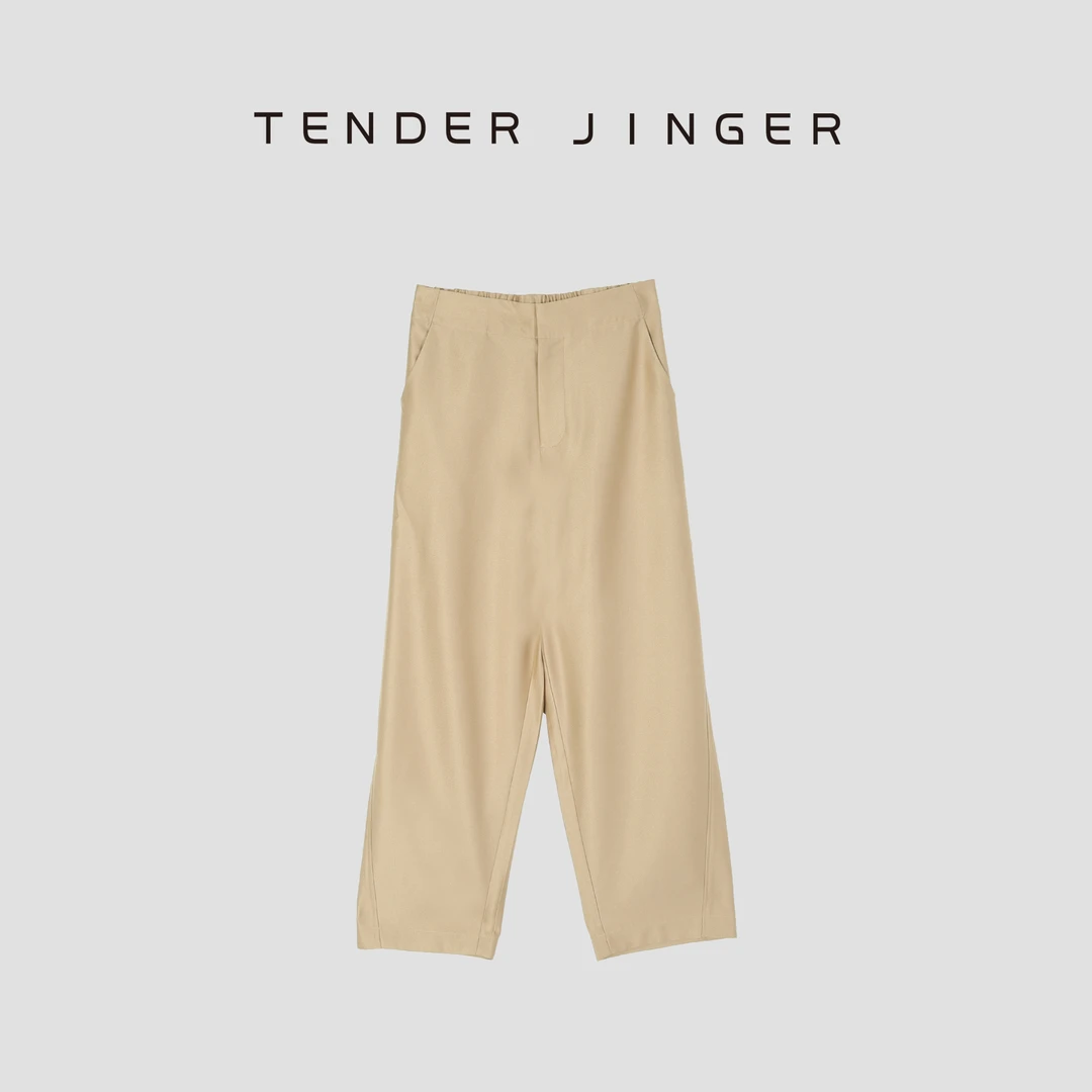 Tender Jinger【黑标】百搭透气高腰松紧九分镰刀裤T52SAI80869