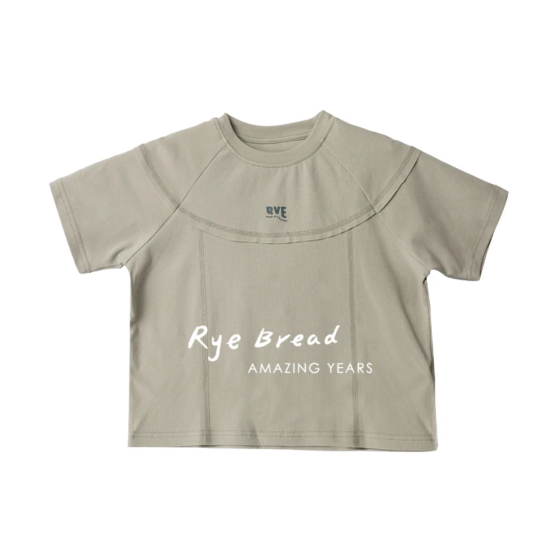 ryebread/黑面包童装 韩系圆领男中大童字母印花短袖T恤G4夏