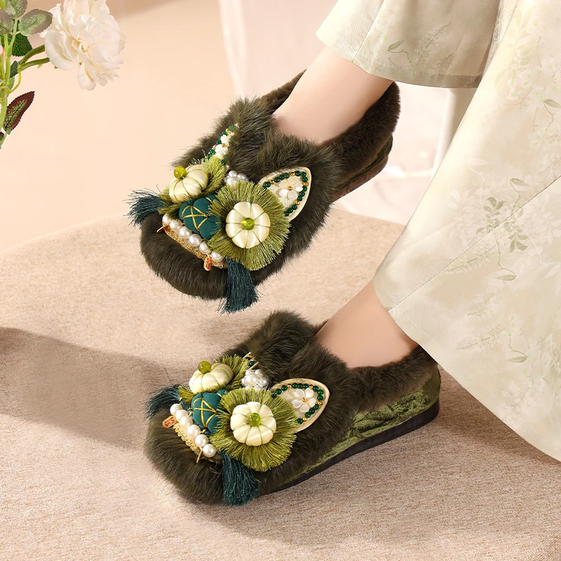 国潮虎头鞋女成人外穿冬季2025新款加绒软底棉鞋非遗民俗风绣花鞋