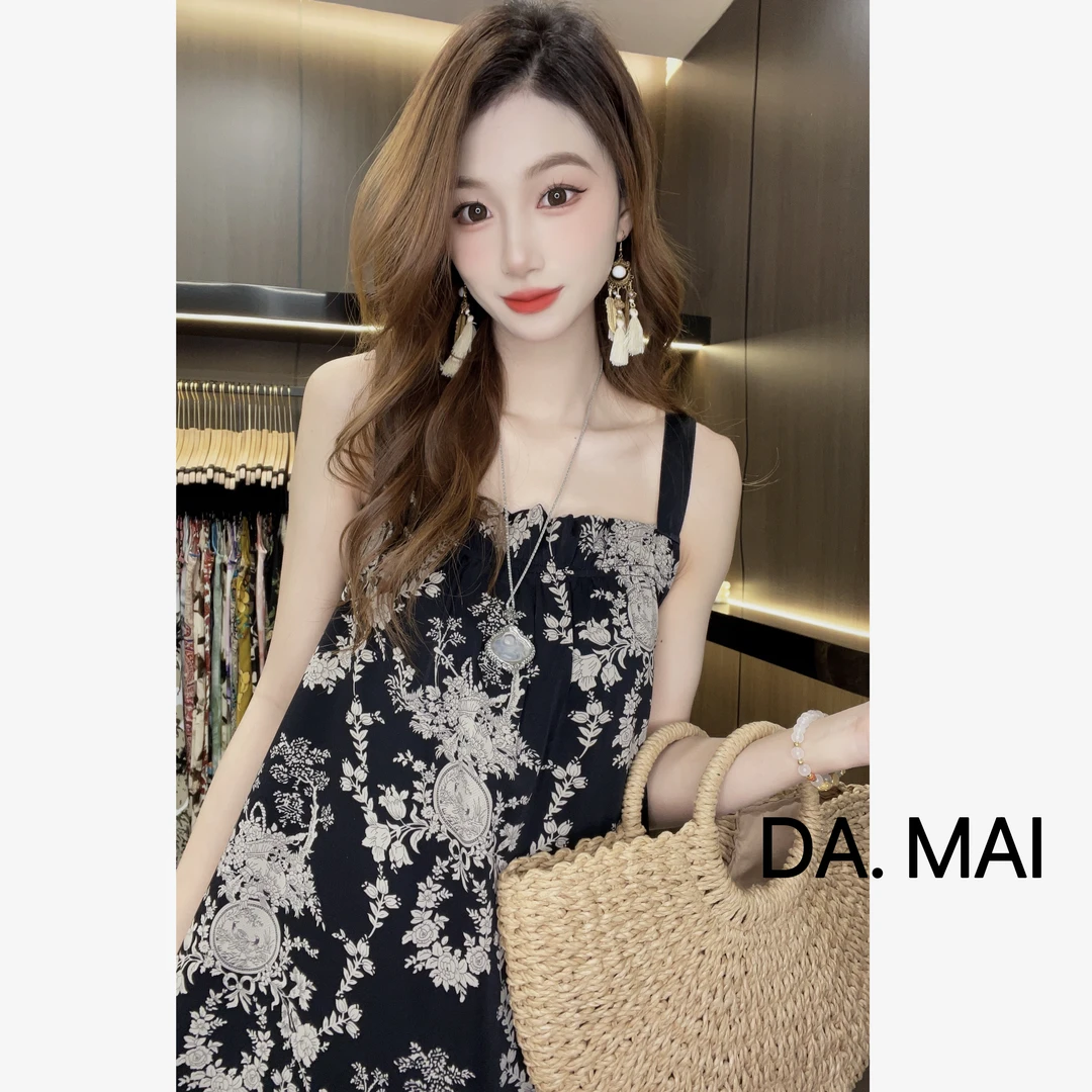 DA.MAI-8313#2025女款轻奢宽松长裙春夏缎料无袖气质时尚连衣裙