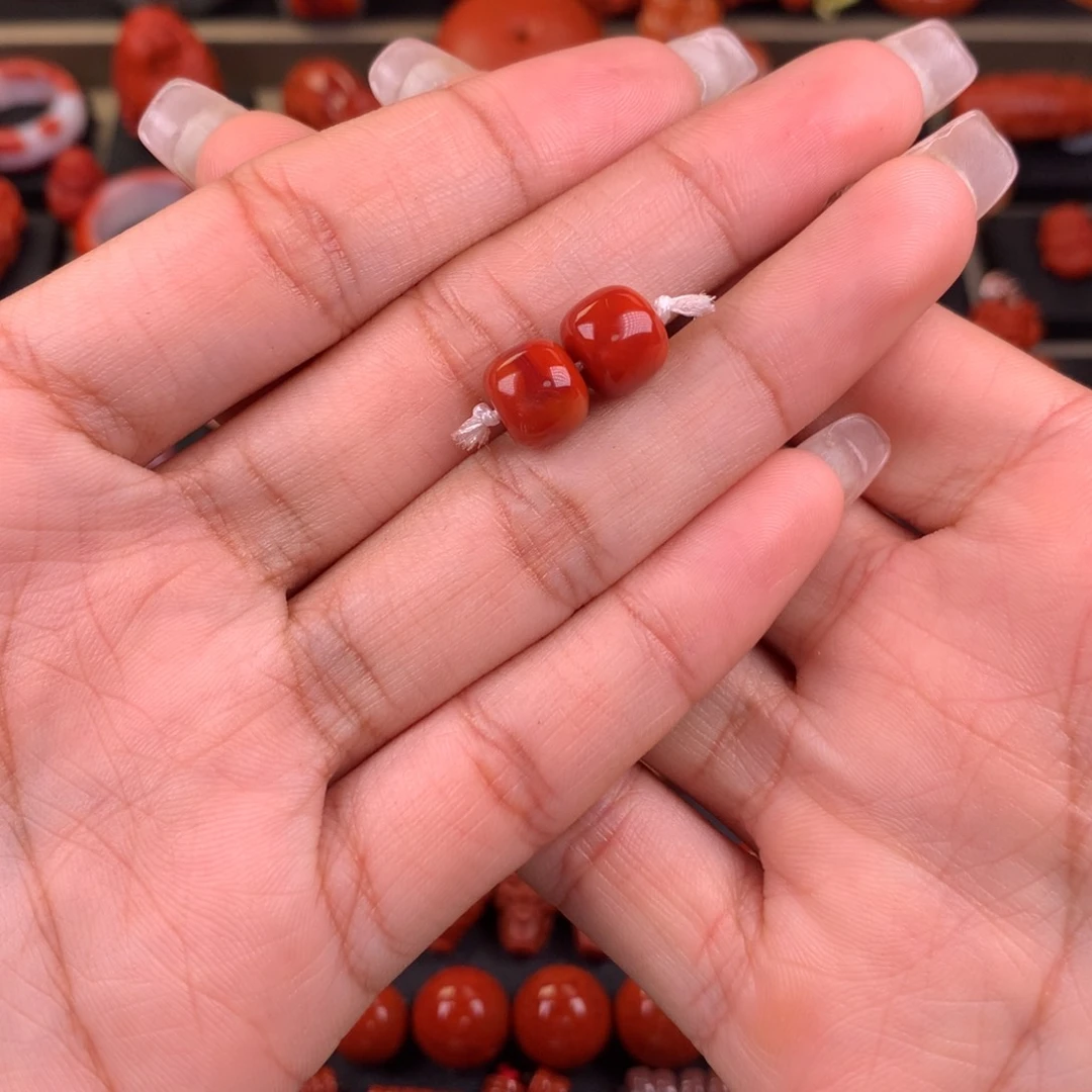 南红玛瑙未镶嵌老型对珠9