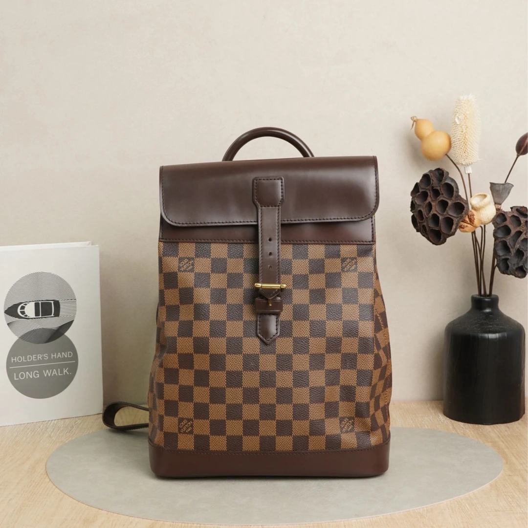 95新 LouisVuitton/路易威登 路易威登双肩包棕棋盘格/DS046210