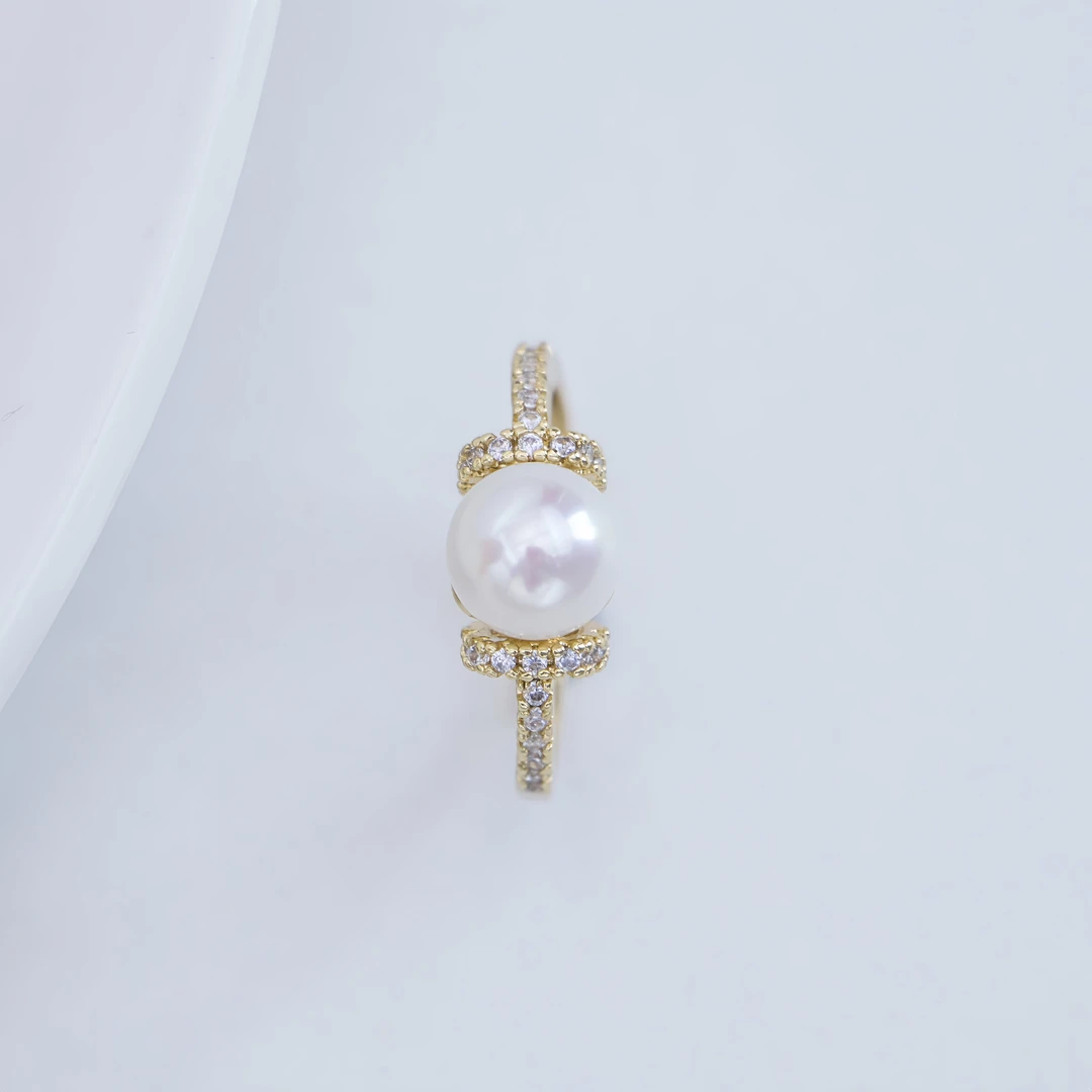 【合金】配件；淡水珍珠戒指7-8mm ZH13376