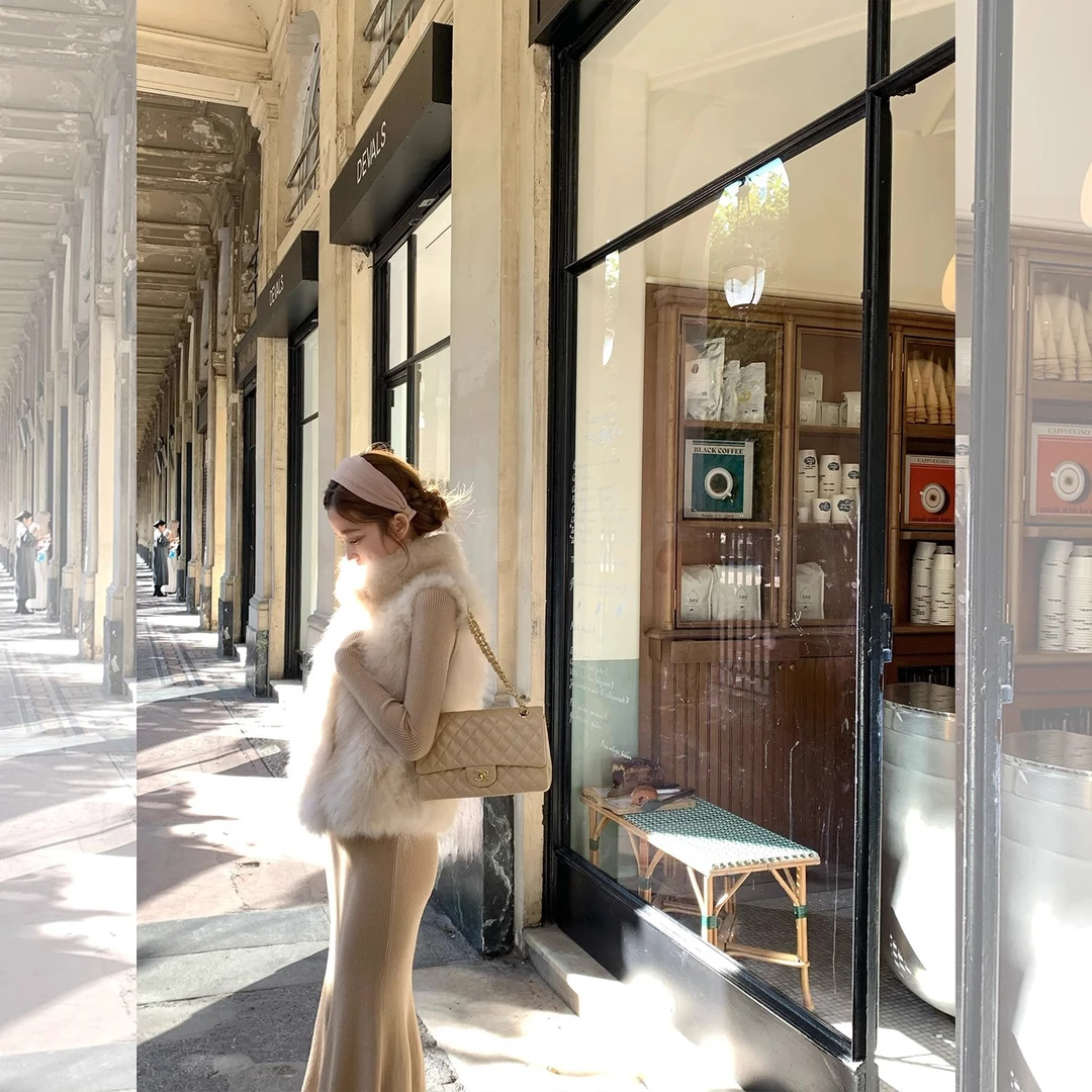 人造皮草 毛绒绒外套氛围感立体落肩不挑身高百搭马甲环保仿皮草